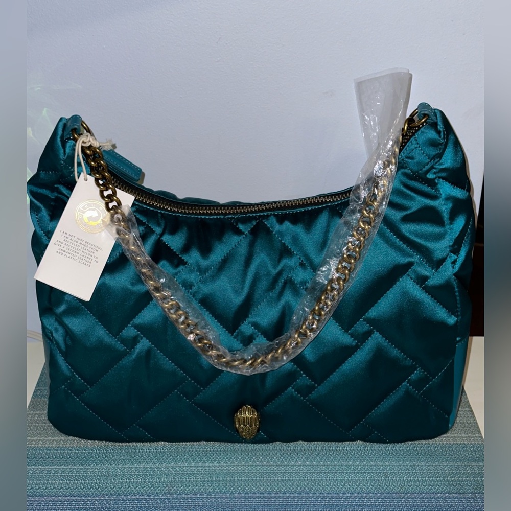 Kurt Geiger London Large Medium Blue Quilted Hobo Bag